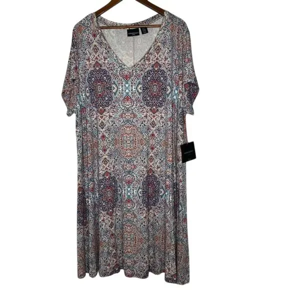 Cynthia Rowley Women's Plus Size Paisley Print Swing Dress Size 3X Boho NEW - Picture 1 of 8